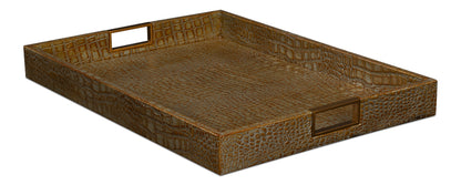 Norton Leather Tray Croco Leather Antique Green