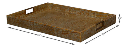 Norton Leather Tray Croco Leather Antique Green