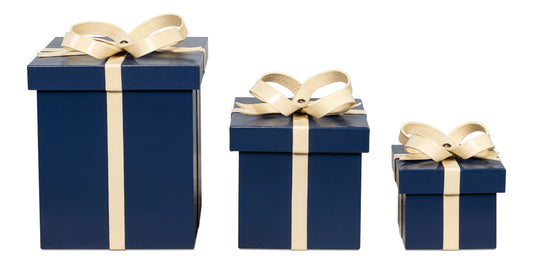 Ferrell Leather Holiday Boxes,S/3,Navy