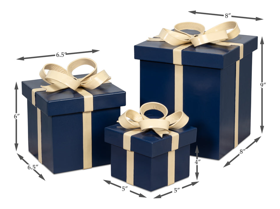 Ferrell Leather Holiday Boxes S/3 Navy
