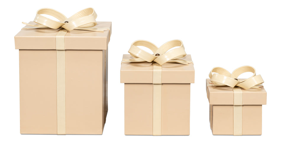 Ferrell Leather Holiday Boxes S/3 Taupe