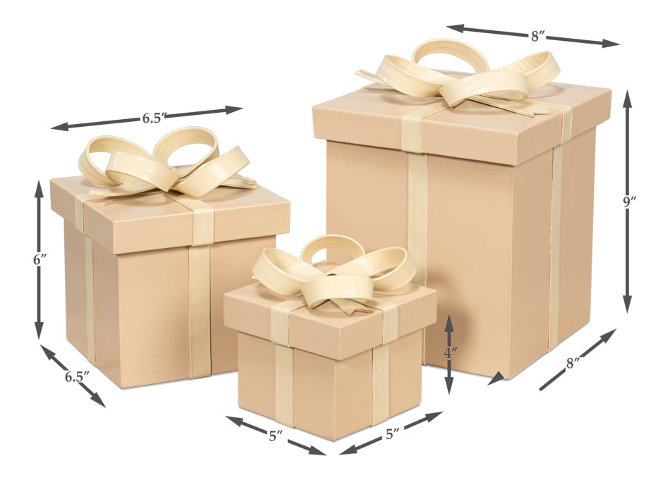 Ferrell Leather Holiday Boxes S/3 Taupe