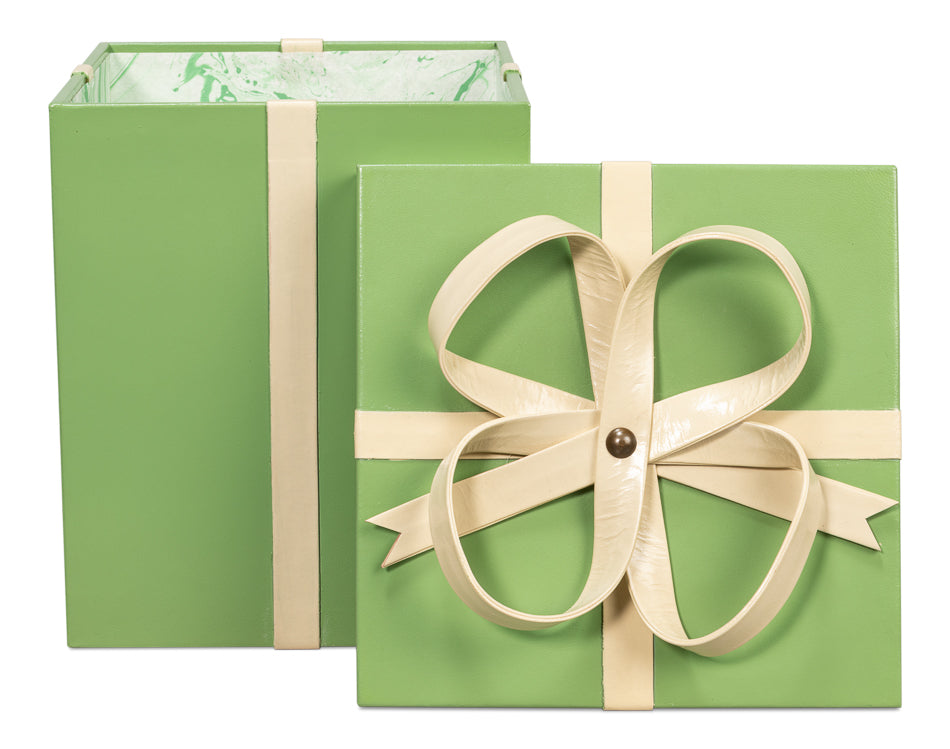 FERRELL LEATHER HOLIDAY BOXES,S/3,GREEN