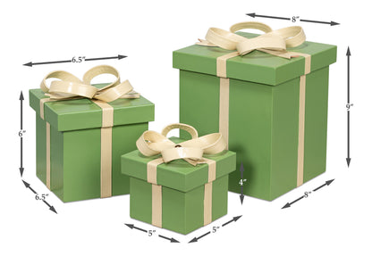 FERRELL LEATHER HOLIDAY BOXES,S/3,GREEN