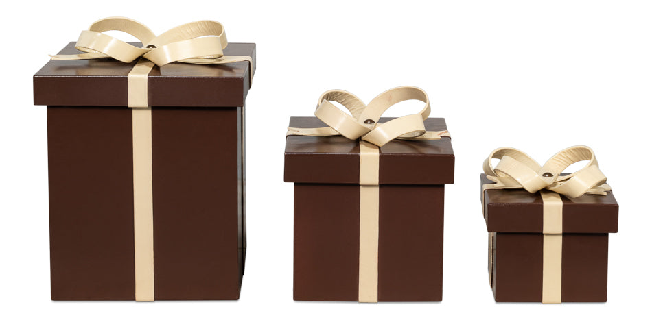Ferrell Leather Holiday Boxes S/3 Choco