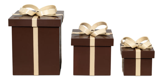 Ferrell Leather Holiday Boxes,S/3,Choco