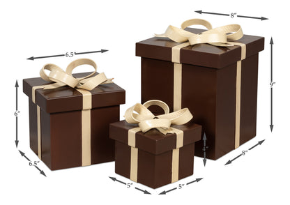 Ferrell Leather Holiday Boxes S/3 Choco