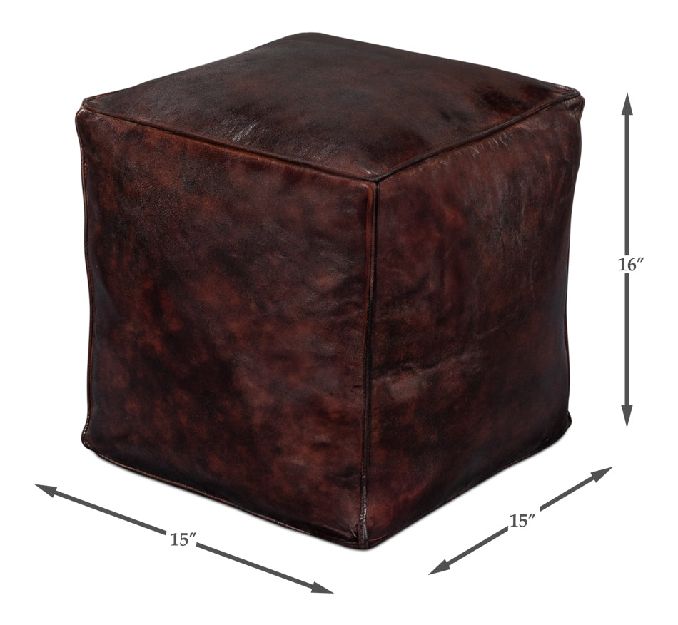 Sunday Afternoon Leather Cube,Dark Brown