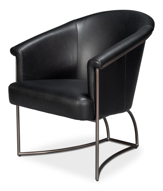 NAGEL DISTILLED LEATHER CHAIR, ONYX BLACK