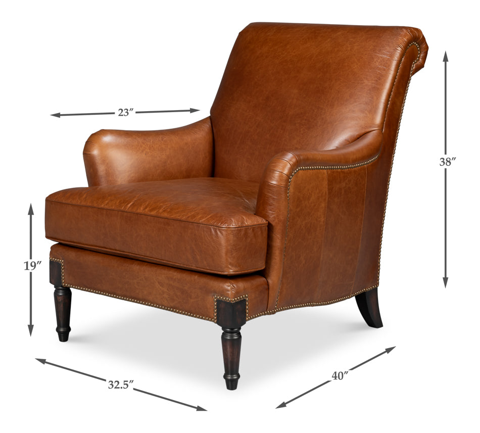 Gaston Distilled Leather Chair, Brown