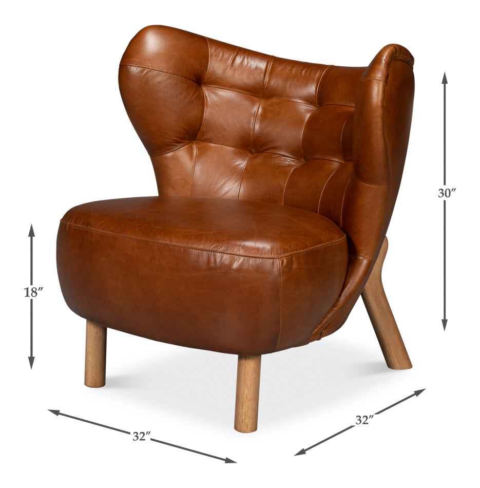 DIDDY LEATHER CHAIR, HAVANA BROWN