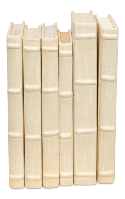 ECRU LINEN BOOKS, SET OF 13