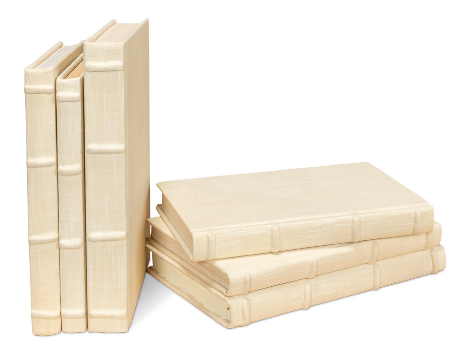 ECRU LINEN BOOKS, SET OF 13