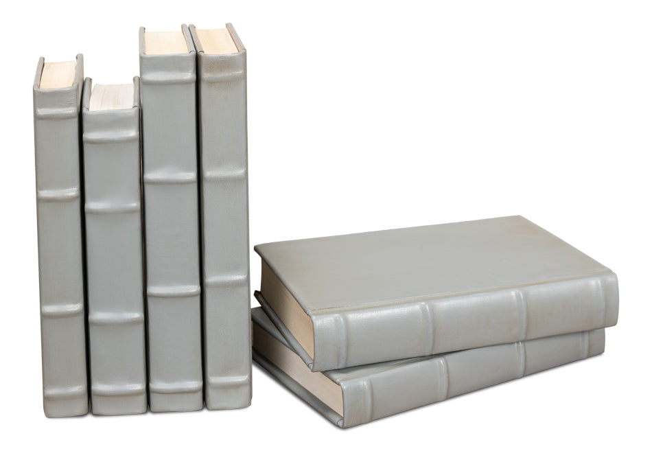 Heather Gray Linen Books, Set of 12