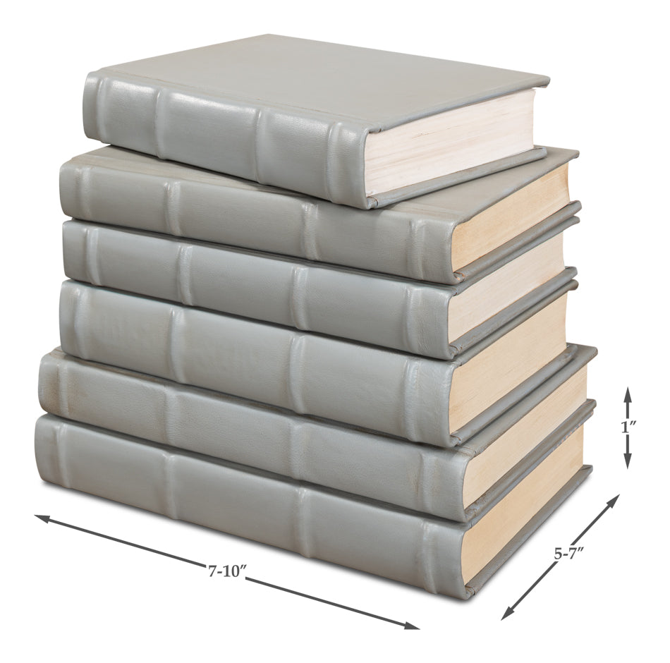 Heather Gray Linen Books, Set of 12