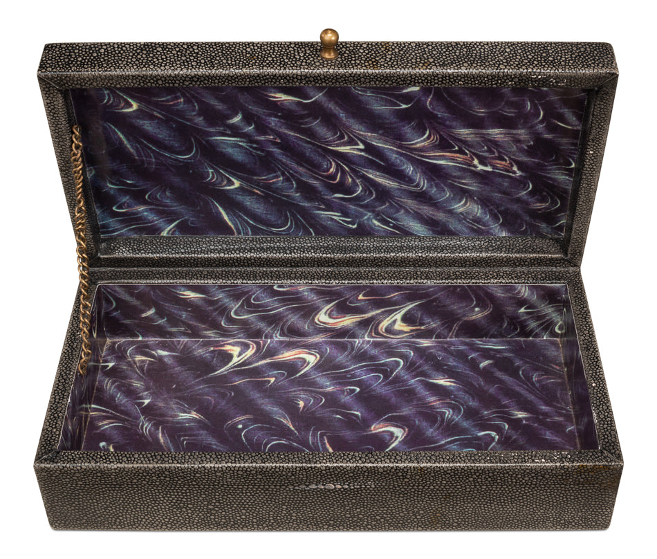 Gatsburg Shagreen Box Antique Grey Set Of 3