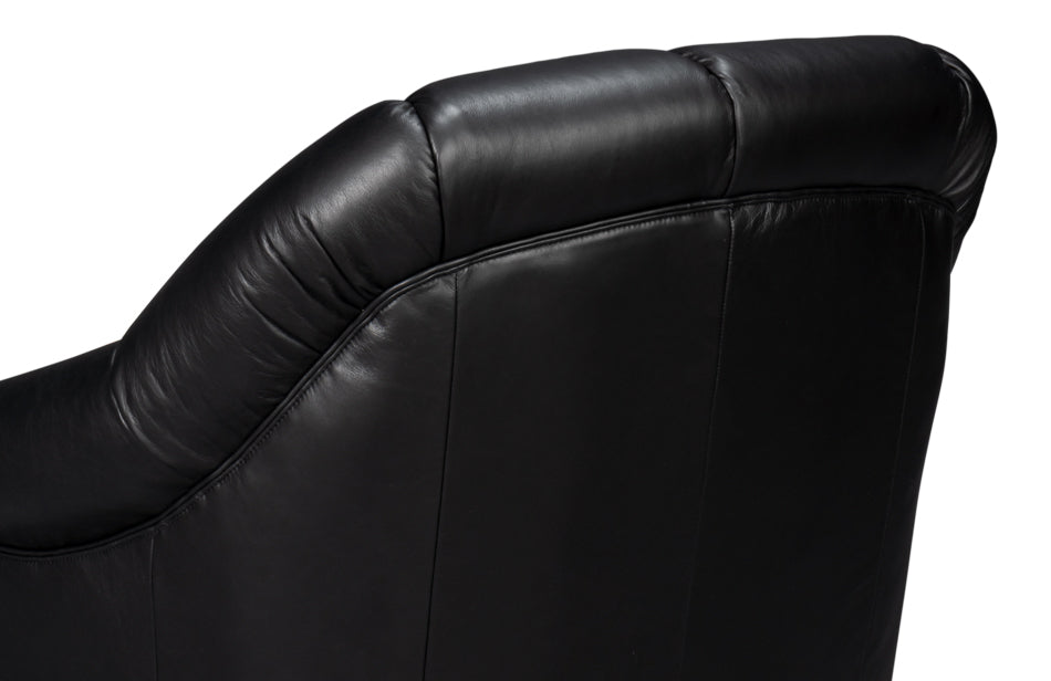 Scoth Swivel Chair In Distilled Leather Black