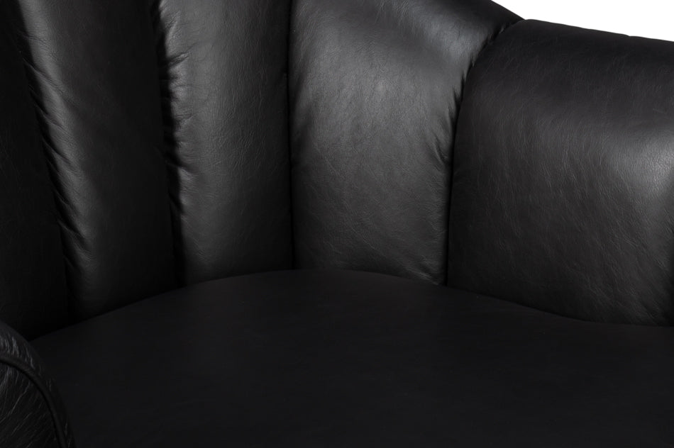 Scoth Swivel Chair In Distilled Leather Black