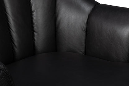 Scoth Swivel Chair In Distilled Leather Black
