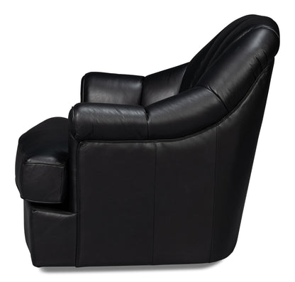 Scoth Swivel Chair In Distilled Leather Black