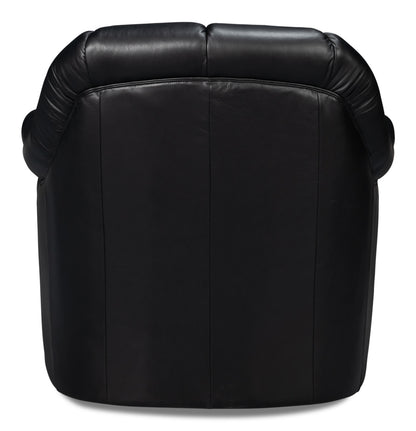 Scoth Swivel Chair In Distilled Leather Black