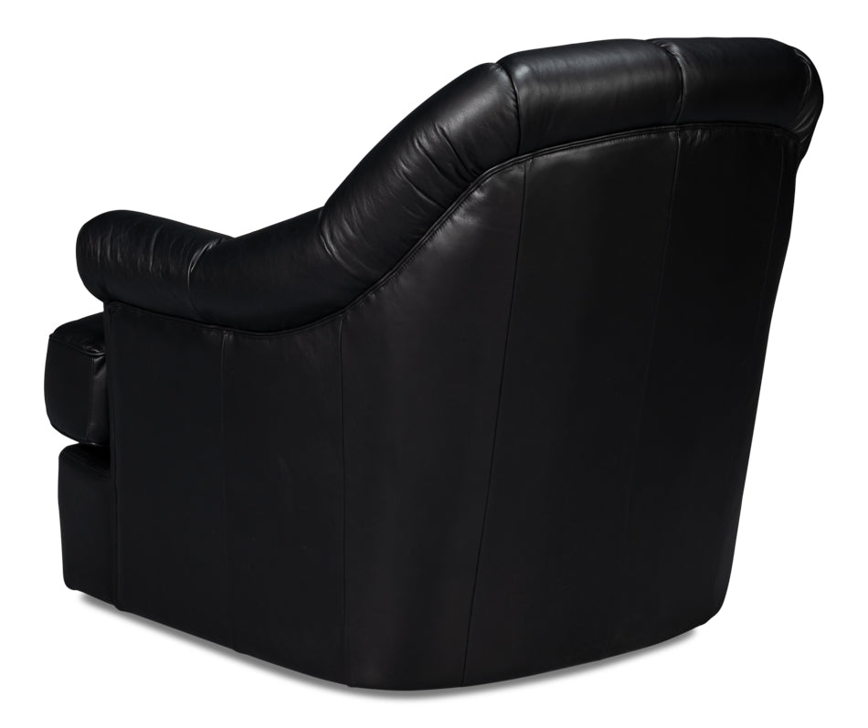 Scoth Swivel Chair In Distilled Leather Black