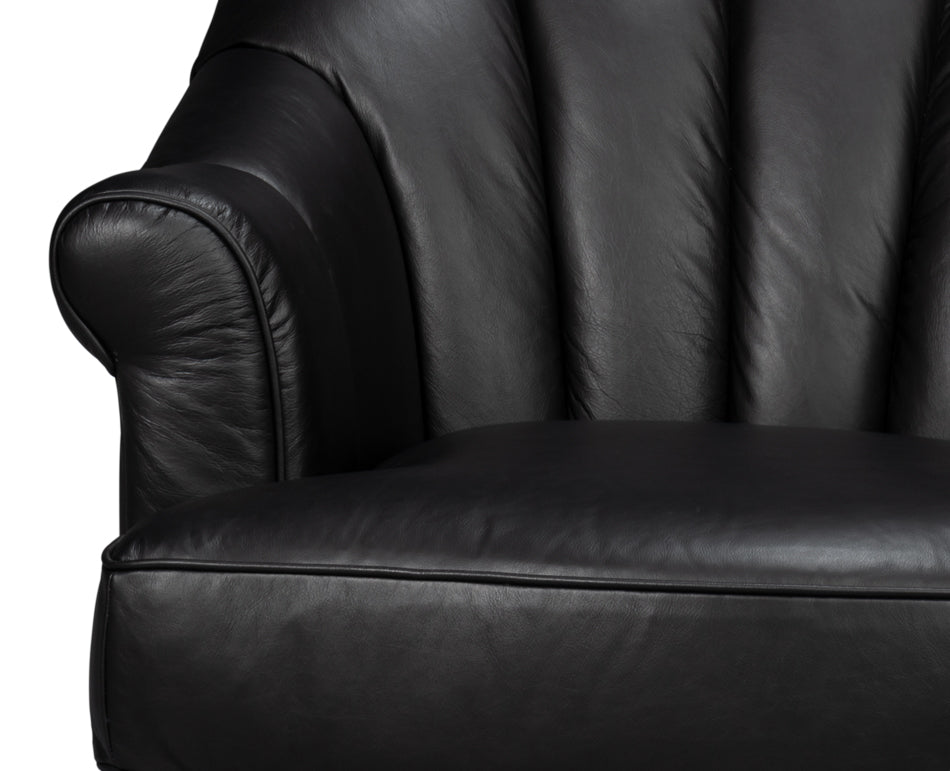 Scoth Swivel Chair In Distilled Leather Black