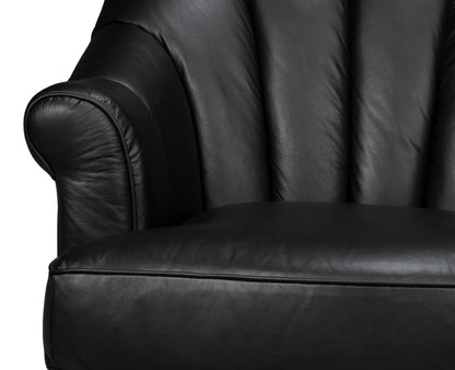 Scoth Swivel Chair In Distilled Leather Black