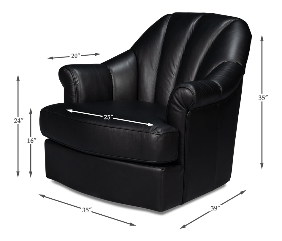 Scoth Swivel Chair In Distilled Leather Black
