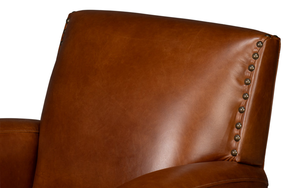 Taft Leather Swivel Chair  Havana Brown
