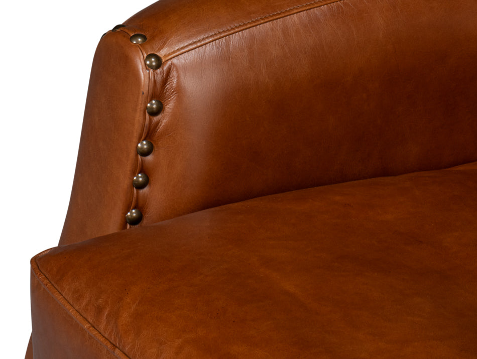Taft Leather Swivel Chair  Havana Brown