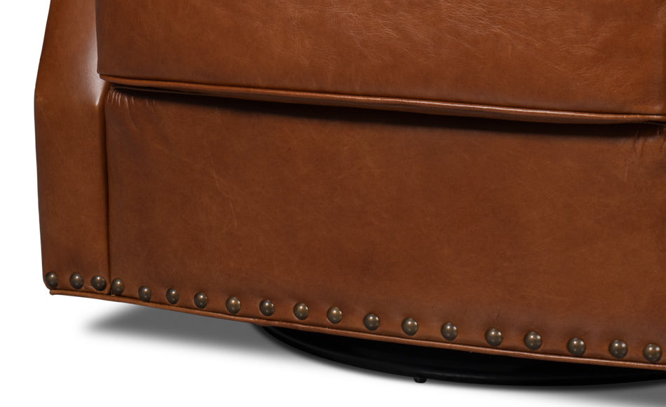 Taft Leather Swivel Chair  Havana Brown