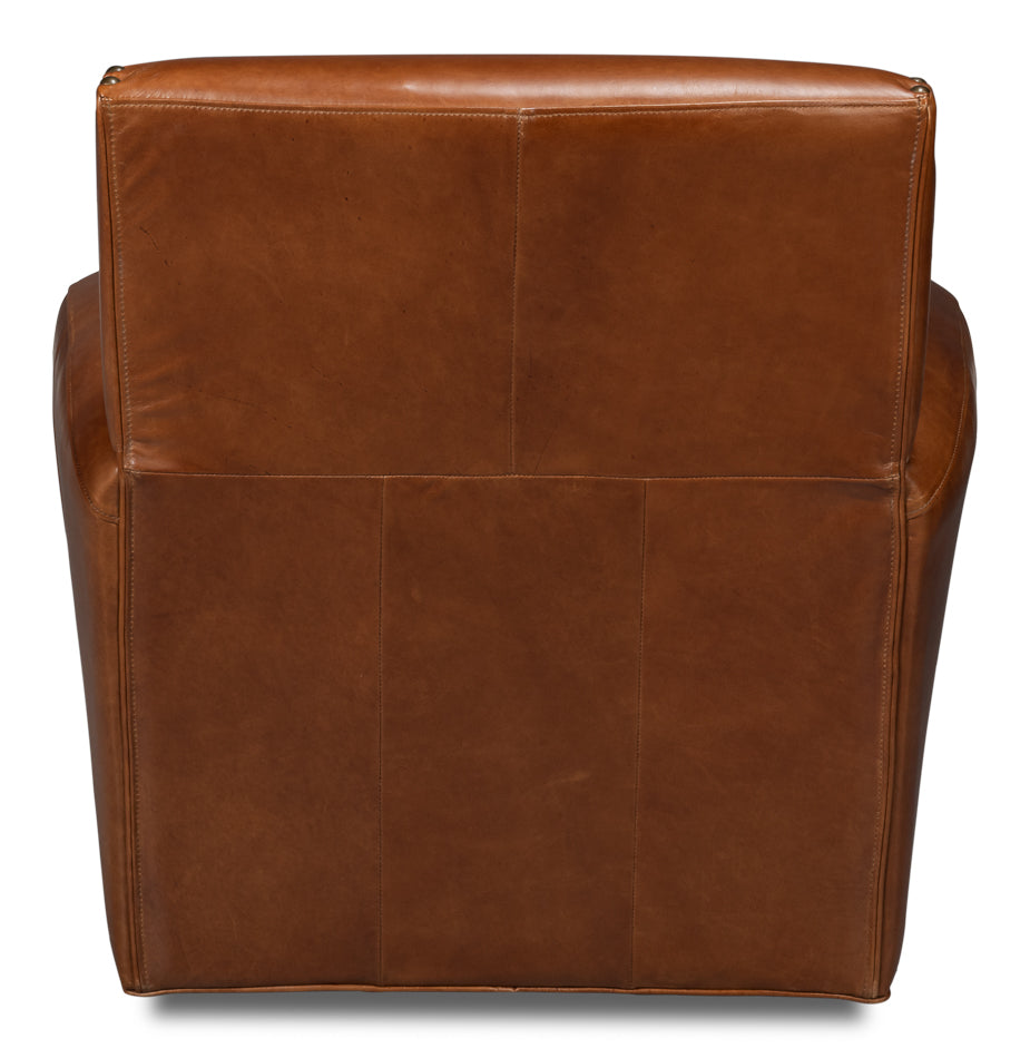 Taft Leather Swivel Chair  Havana Brown