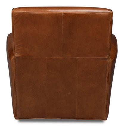 Taft Leather Swivel Chair  Havana Brown