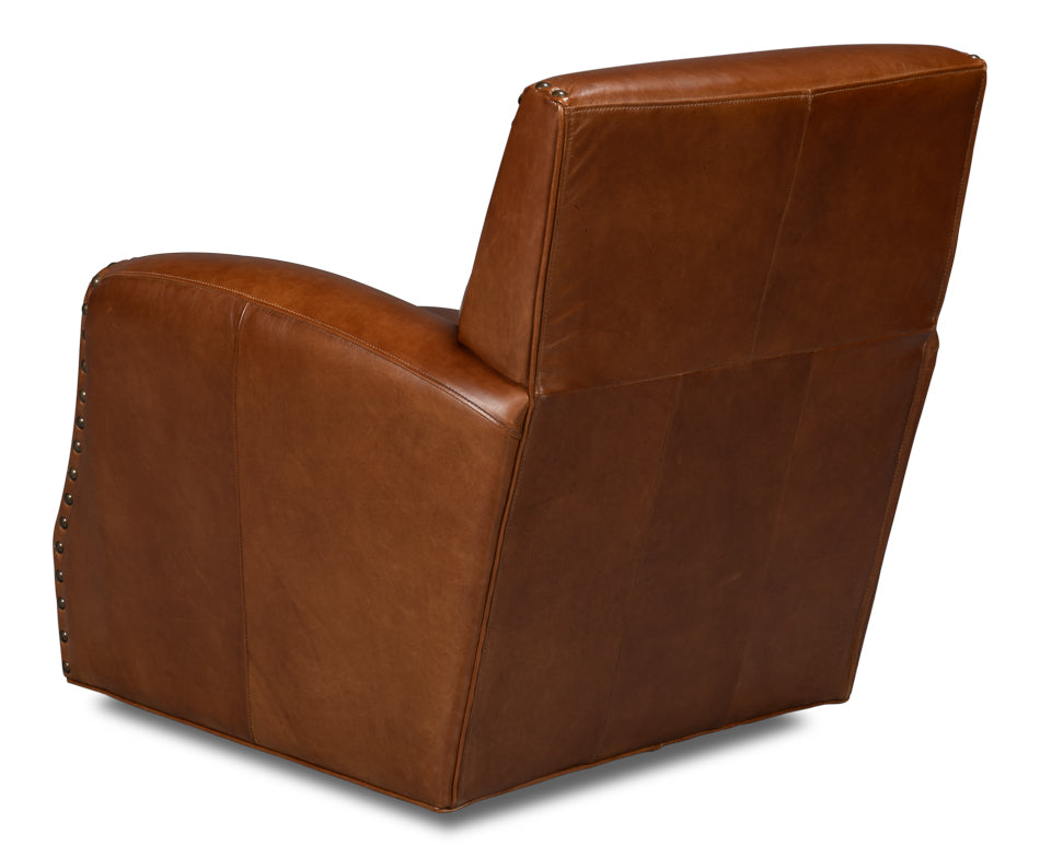 Taft Leather Swivel Chair  Havana Brown