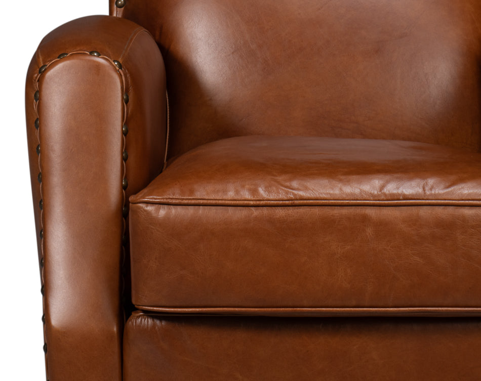 Taft Leather Swivel Chair  Havana Brown