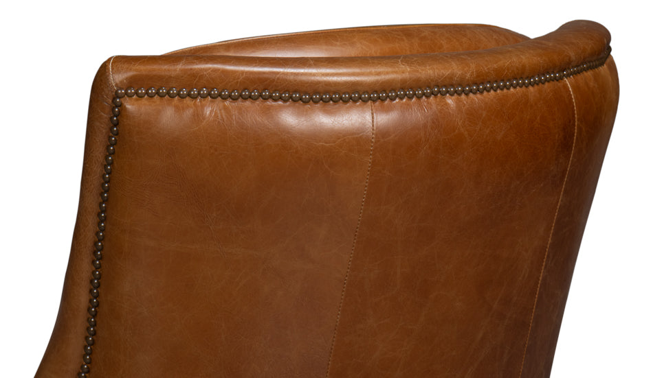 Baker Leather Swivel Chair Cuba Brown