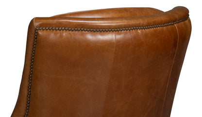 Baker Leather Swivel Chair Cuba Brown