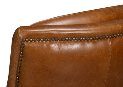 Baker Leather Swivel Chair Cuba Brown