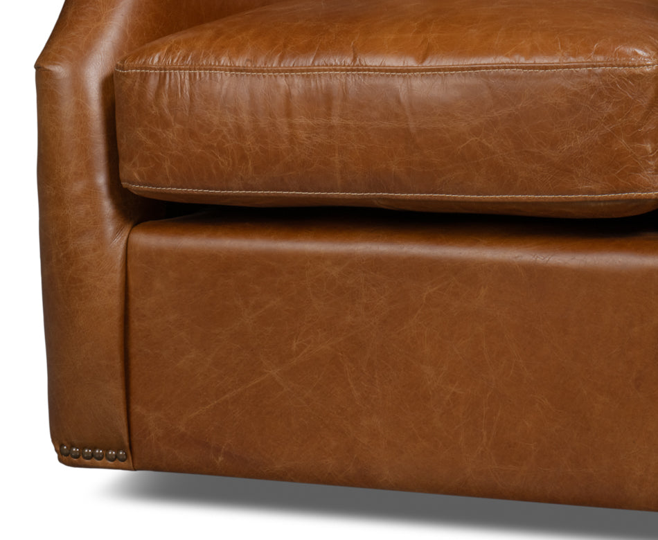 Baker Leather Swivel Chair Cuba Brown