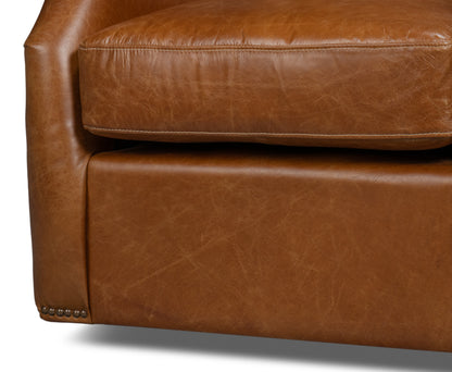 Baker Leather Swivel Chair Cuba Brown
