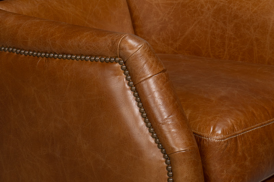 Baker Leather Swivel Chair Cuba Brown