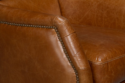Baker Leather Swivel Chair Cuba Brown