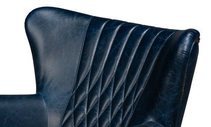 Bugatti Leather Swivel Chair Blue