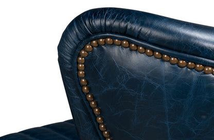 Bugatti Leather Swivel Chair Blue