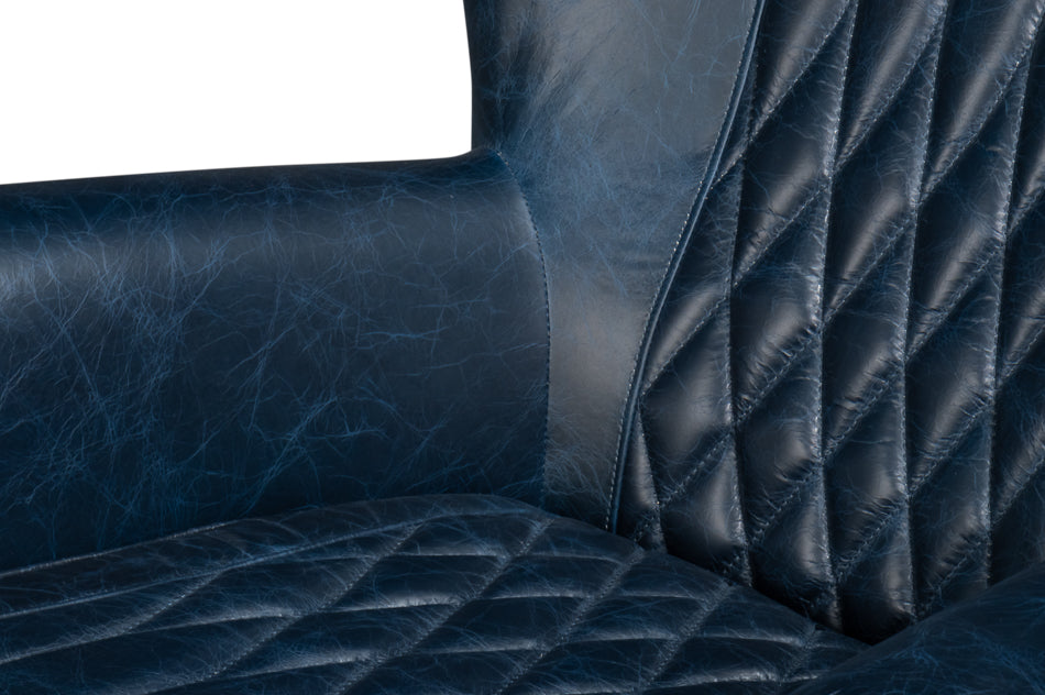 Bugatti Leather Swivel Chair Blue