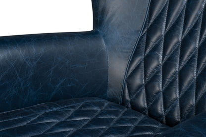 Bugatti Leather Swivel Chair Blue
