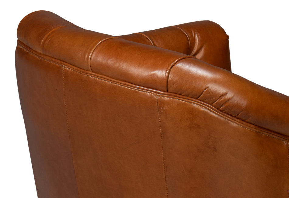 COOLIDGE LEATHER SWIVEL CHAIR, HAVANA BROWN