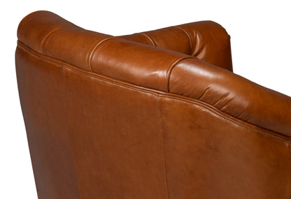 COOLIDGE LEATHER SWIVEL CHAIR, HAVANA BROWN