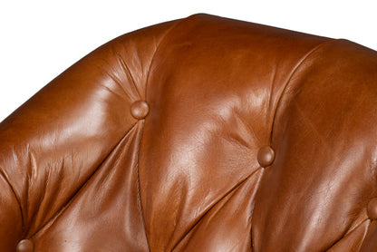 COOLIDGE LEATHER SWIVEL CHAIR, HAVANA BROWN